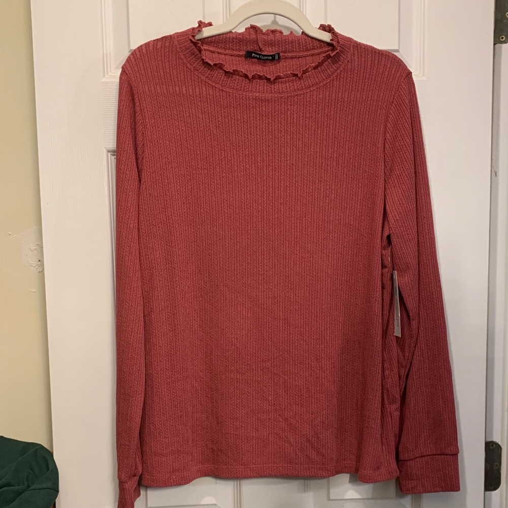 Pink Clover Women's Ruffled Neck Blouse
